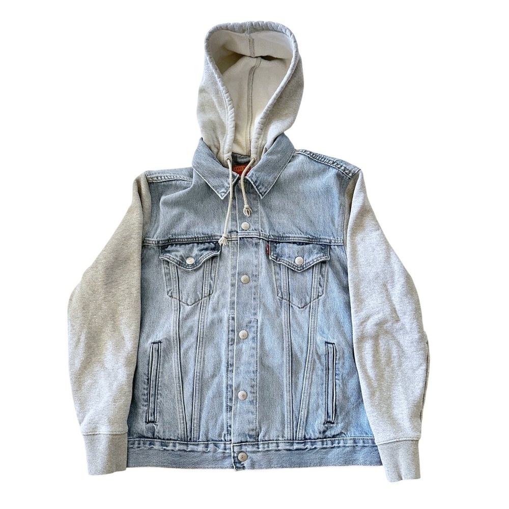Levi's Hybrid Hoodie Trucker Jacket Men M A0632-0000 Streetwear Utility Gorpcore - Picture 2 of 10